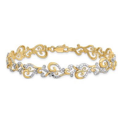 14K Yellow Gold 8.8mm Diamond-Cut Swirl Fancy Link Chain Bracelet – view 5