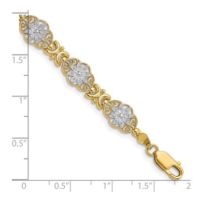 14K Yellow Gold Floral Link Bracelet – view 3
