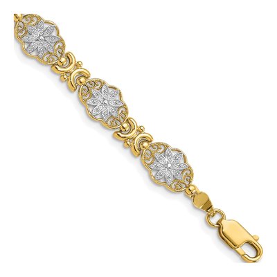 14K Yellow Gold Floral Link Bracelet