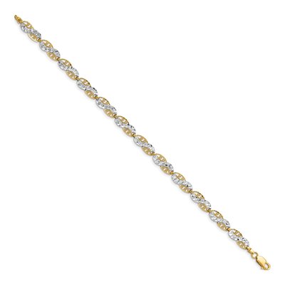 14K Yellow Gold 5.3mm Diamond-Cut Filigree Fancy Link Chain Bracelet – view 3