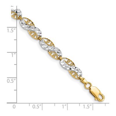 14K Yellow Gold 5.3mm Diamond-Cut Filigree Fancy Link Chain Bracelet – view 4