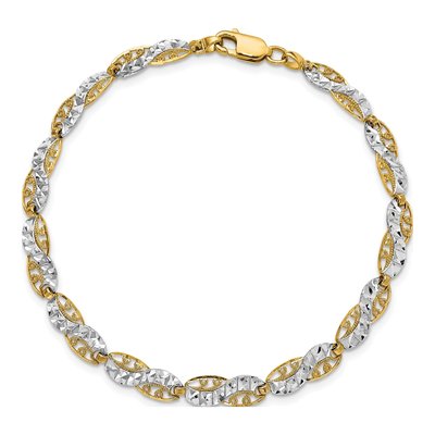 14K Yellow Gold 5.3mm Diamond-Cut Filigree Fancy Link Chain Bracelet – view 5