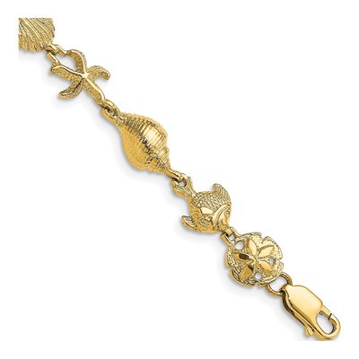 14K Yellow Gold Ocean Motif Bracelet