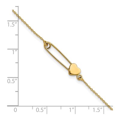 14K Yellow Gold Safety Pin Heart Bracelet – view 4