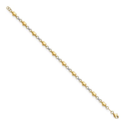 14K Two-Tone Gold Puffed Heart Bracelet – view 3