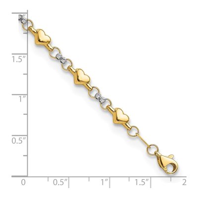 14K Two-Tone Gold Puffed Heart Bracelet – view 4