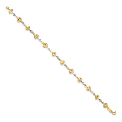 14K Two-Tone Gold Diamond-Cut Hearts Bracelet – view 3