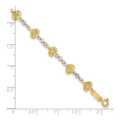 14K Two-Tone Gold Diamond-Cut Hearts Bracelet – view 4