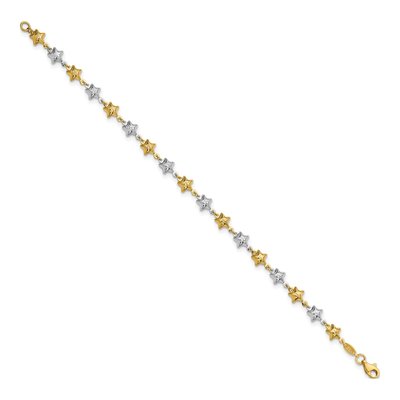 14K Two-Tone Gold Puffed Stars Bracelet – view 3