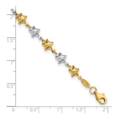 14K Two-Tone Gold Puffed Stars Bracelet – view 4