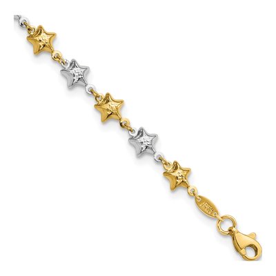 14K Two-Tone Gold Puffed Stars Bracelet