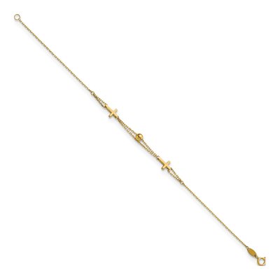 14K Yellow Gold Cross Bracelet – view 3