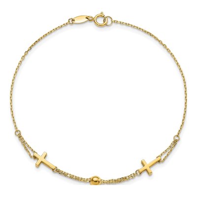 14K Yellow Gold Cross Bracelet – view 5