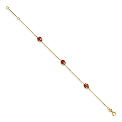 14K Yellow Gold Kids' Enamel Ladybug Bracelet – view 3