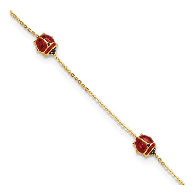 14K Yellow Gold Kids' Enamel Ladybug Bracelet