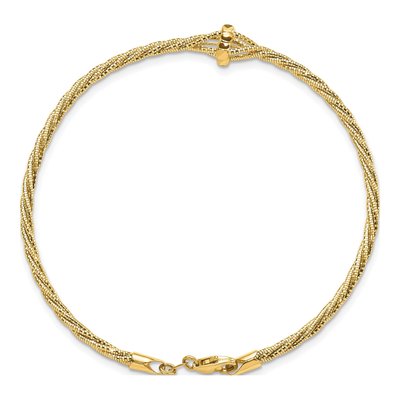 14K Yellow Gold Diamond-Cut Twisted Fancy Link Chain Bracelet – view 2
