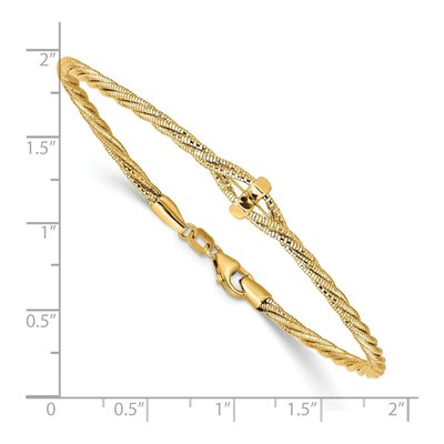 14K Yellow Gold Diamond-Cut Twisted Fancy Link Chain Bracelet – view 3