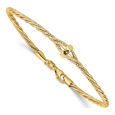 14K Yellow Gold Diamond-Cut Twisted Fancy Link Chain Bracelet