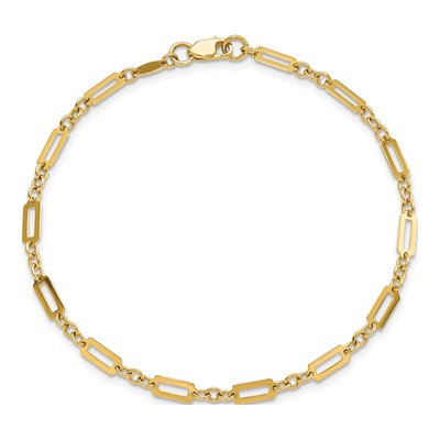 14K Yellow Gold Fancy Rectangle Link Bracelet – view 5