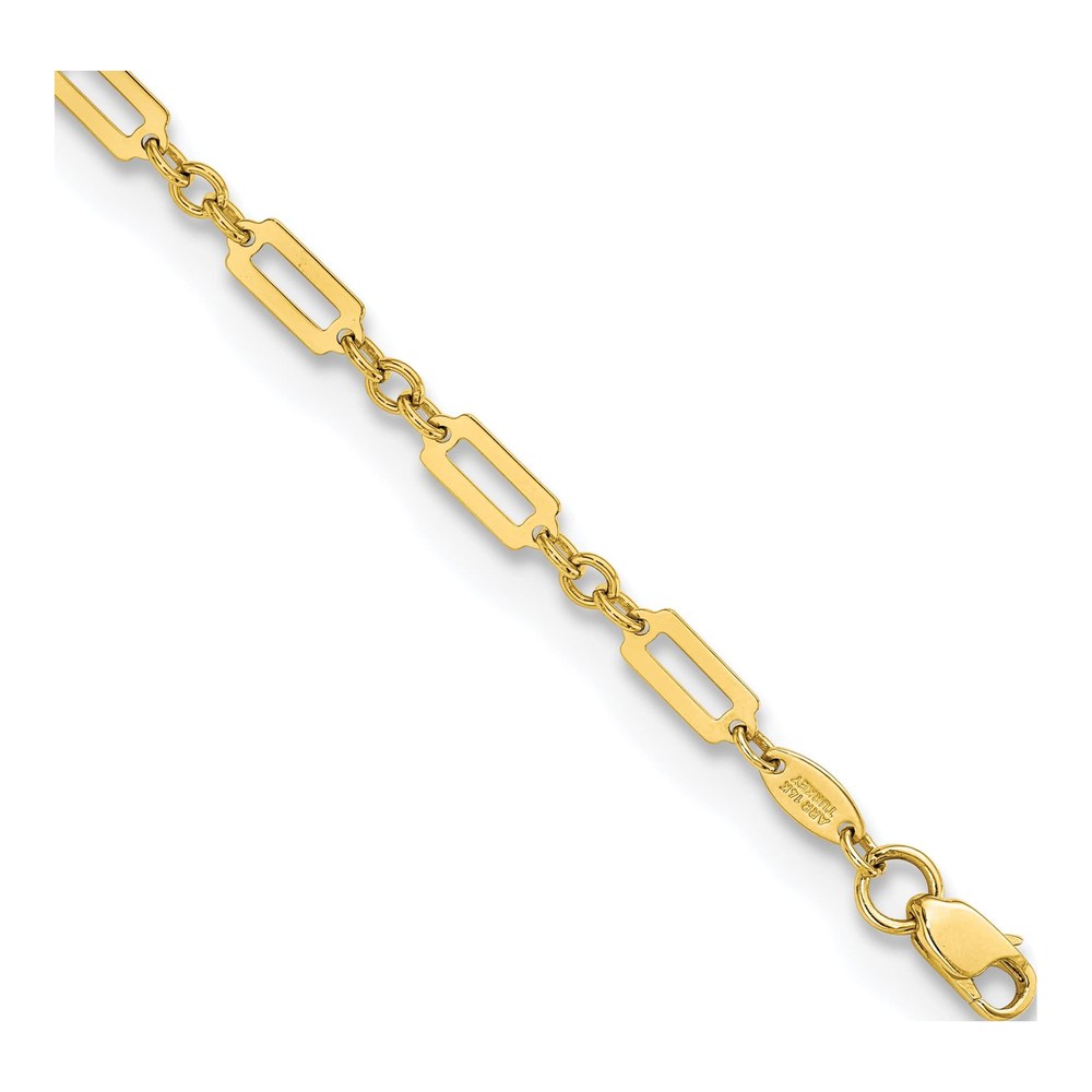 14K Yellow Gold Fancy Rectangle Link Bracelet