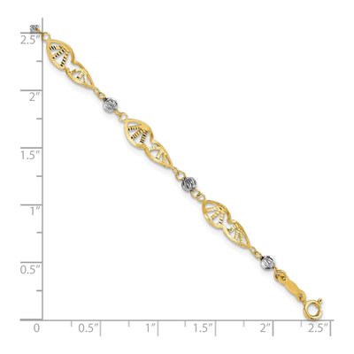 14K Two-Tone Gold Two Tone Fancy Link Diamond-Cut Bracelet – view 3