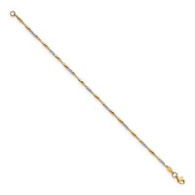 14K Two-Tone Gold Diamond-Cut Wavy Bracelet – view 3