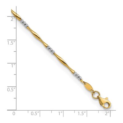 14K Two-Tone Gold Diamond-Cut Wavy Bracelet – view 4