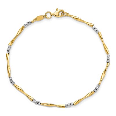 14K Two-Tone Gold Diamond-Cut Wavy Bracelet – view 5
