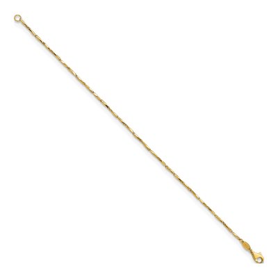 14K Yellow Gold 1.3mm Semi-Solid Twisted Link Chain Bracelet – view 2