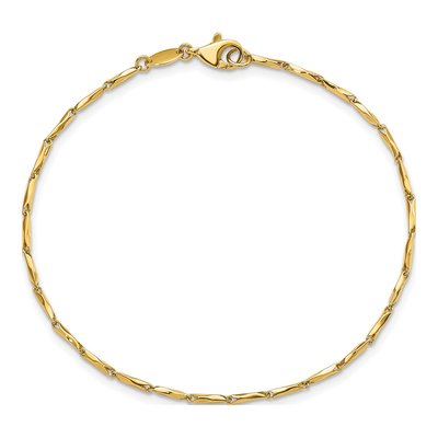 14K Yellow Gold 1.3mm Semi-Solid Twisted Link Chain Bracelet – view 4