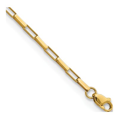 14K Yellow Gold 2.23mm Hollow Box Chain Bracelet