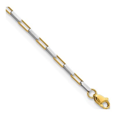 14K Two-Tone Gold Box Link Bracelet