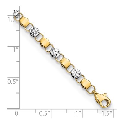 14K Yellow Gold Diamond-Cut Fancy Link Bracelet – view 3