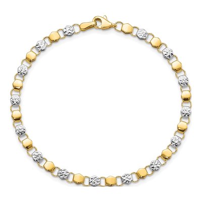 14K Yellow Gold Diamond-Cut Fancy Link Bracelet – view 4