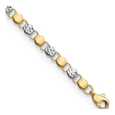 14K Yellow Gold Diamond-Cut Fancy Link Bracelet