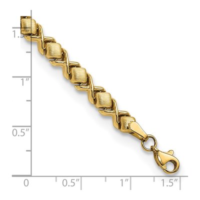 14K Yellow Gold 5.1mm X-Design Stampato Fancy Link Chain Bracelet – view 4