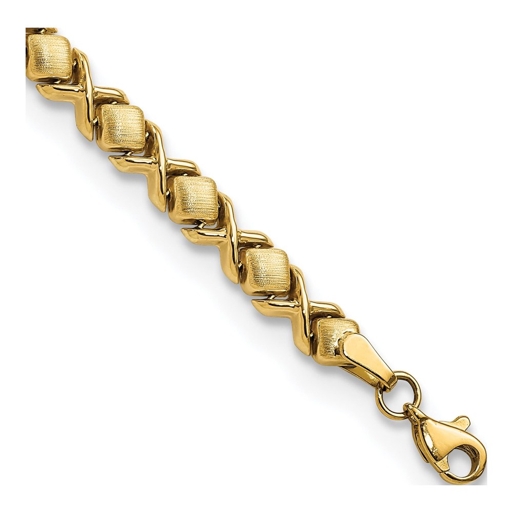 14K Yellow Gold X-Design Stampato Bracelet 7.5in