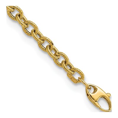 14K Yellow Gold 5.02mm Hollow Cable Chain Bracelet