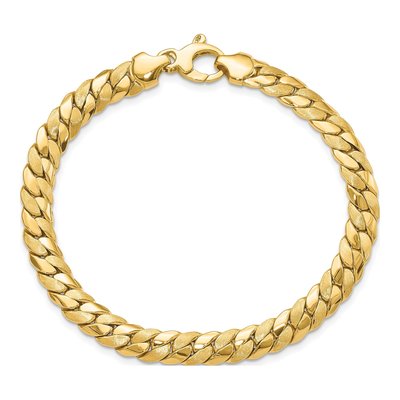 14K Yellow Gold 6.46mm Fancy Curb Link Chain Bracelet – view 5