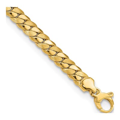14K Yellow Gold 6.46mm Fancy Curb Link Chain Bracelet