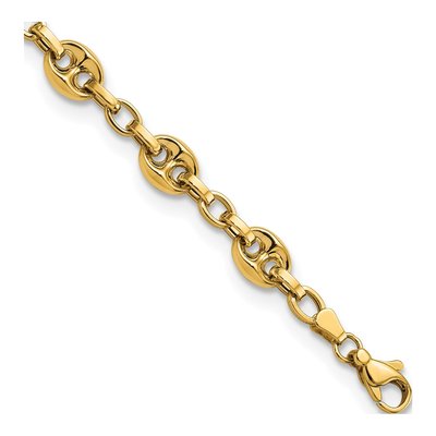 14K Yellow Gold 8.42mm Mariner Fancy Link Chain Bracelet