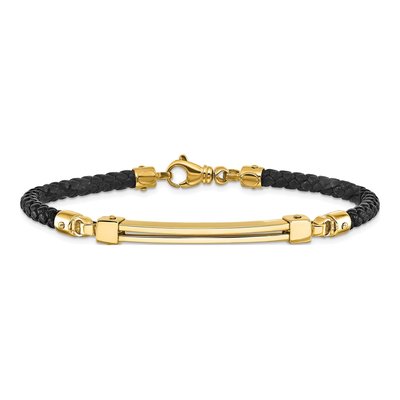 14K Yellow Gold Bar Leather Bracelet – view 4