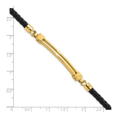14K Yellow Gold Bar Leather Bracelet – view 5