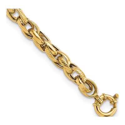 14K Yellow Gold 7.31mm Hollow Link Chain Bracelet