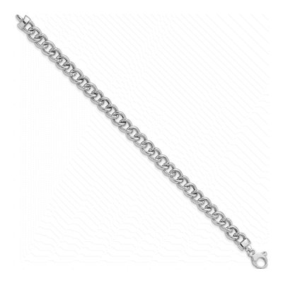 14K White Gold 8mm Hollow Link Chain Bracelet – view 3