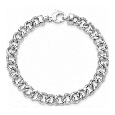 14K White Gold 8mm Hollow Link Chain Bracelet – view 5
