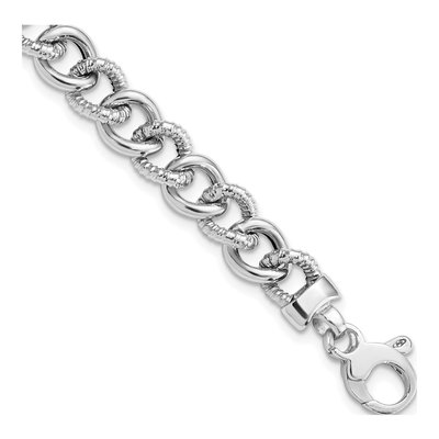 14K White Gold 8mm Hollow Link Chain Bracelet