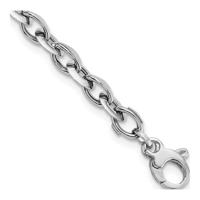 14K White Gold Fancy Oval Link Bracelet