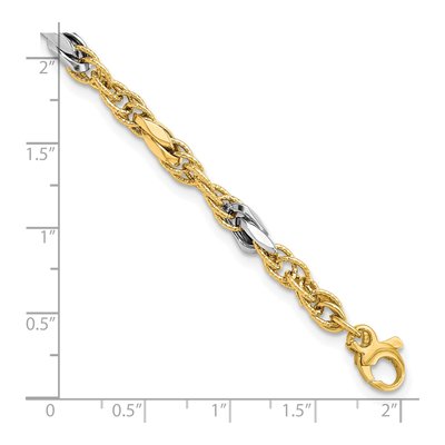 14K Two-Tone Gold Fancy Link Bracelet – view 4
