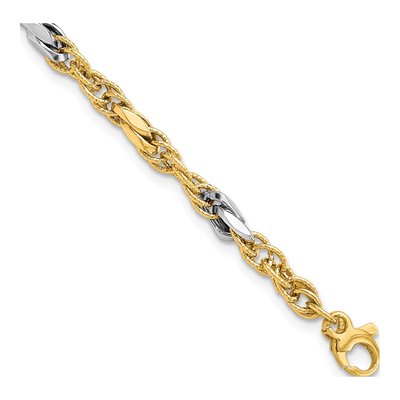 14K Two-Tone Gold Fancy Link Bracelet